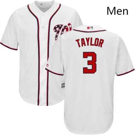 Mens Majestic Washington Nationals 3 Michael Taylor Replica White Home Cool Base MLB Jersey